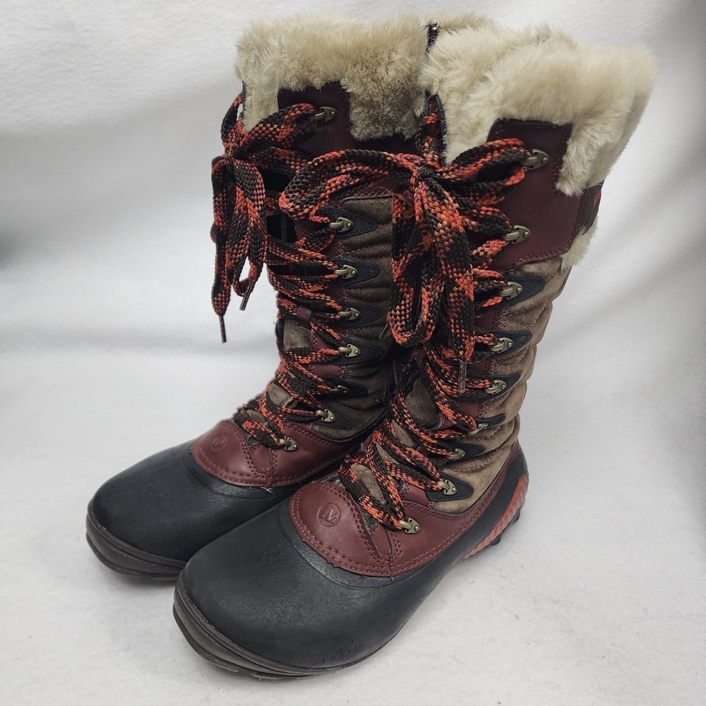 Merrell Winterbelle Peak J68112 Women US 9.5 Winter Boots Brown Black Waterproof